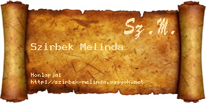 Szirbek Melinda névjegykártya