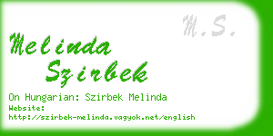 melinda szirbek business card